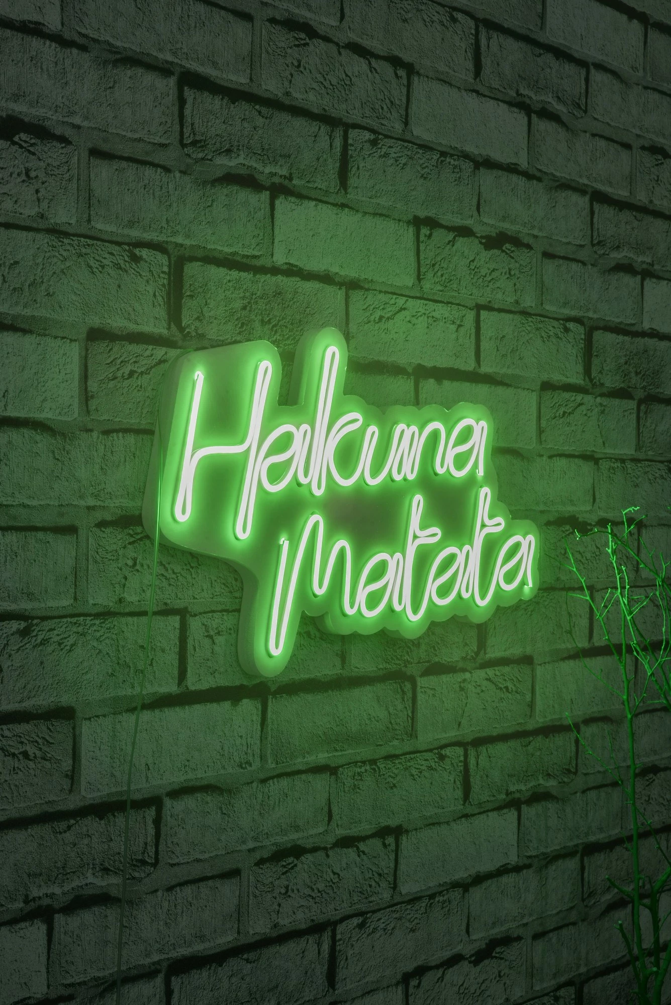 Dekor dritash LED plastike, Hakuna Matata, ngjyrë e gjelbër