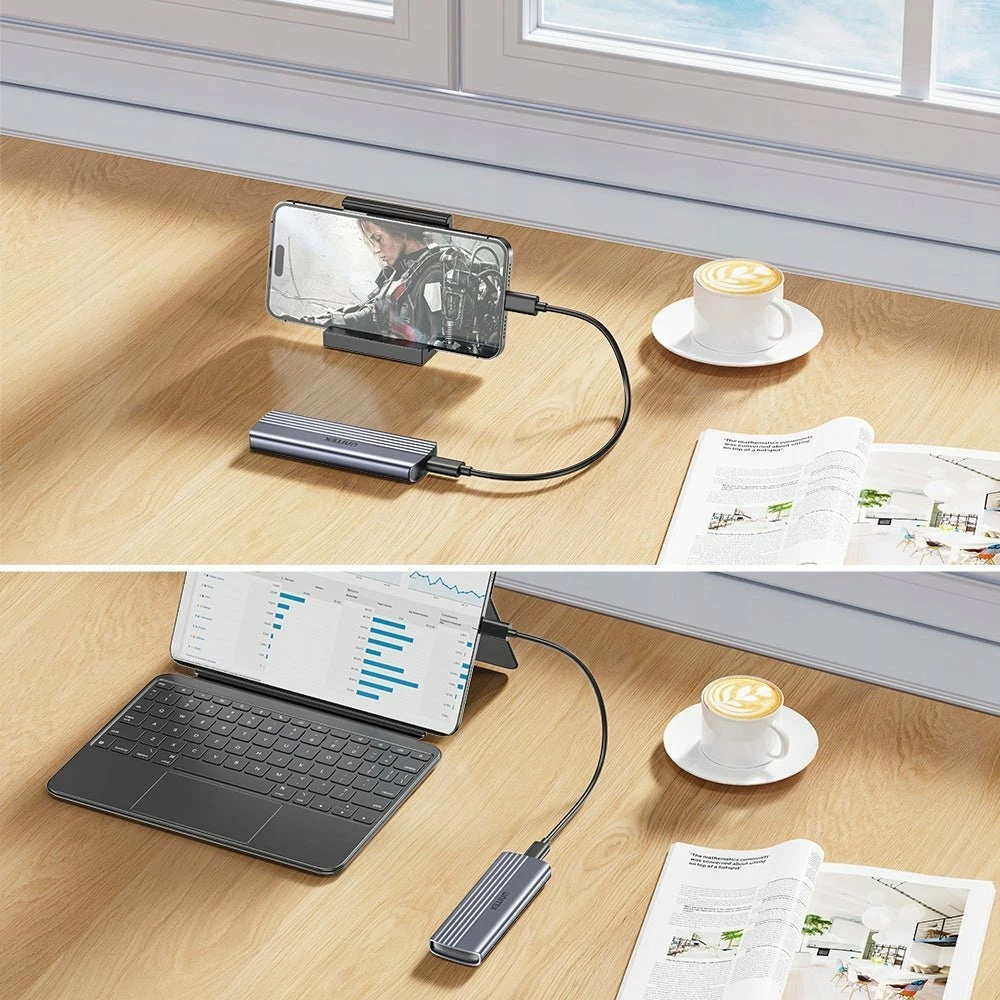 Kasë e jashtme për SSD M.2 NVMe Unitek S1241B01, USB-C 10Gbps, alumin, argjend