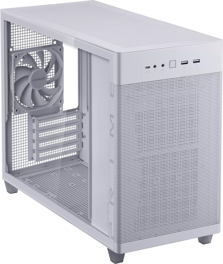 Kasë ASUS Prime AP201 Tempered Glass MicroATX 33L, e bardhë