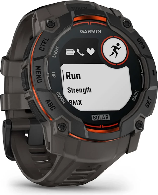 Smartwatch Garmin Instinct® 3 Solar, Black with Charcoal Silicone Strap, 50 mm