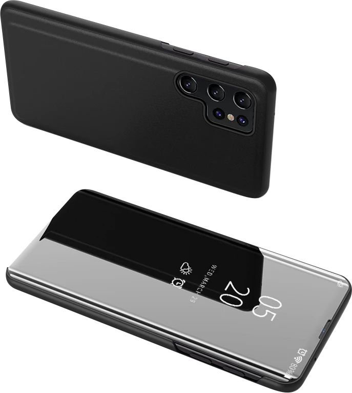 Mbështjellës Hurtel Clear View Case për Samsung Galaxy S23 Ultra, me kapak, e zezë