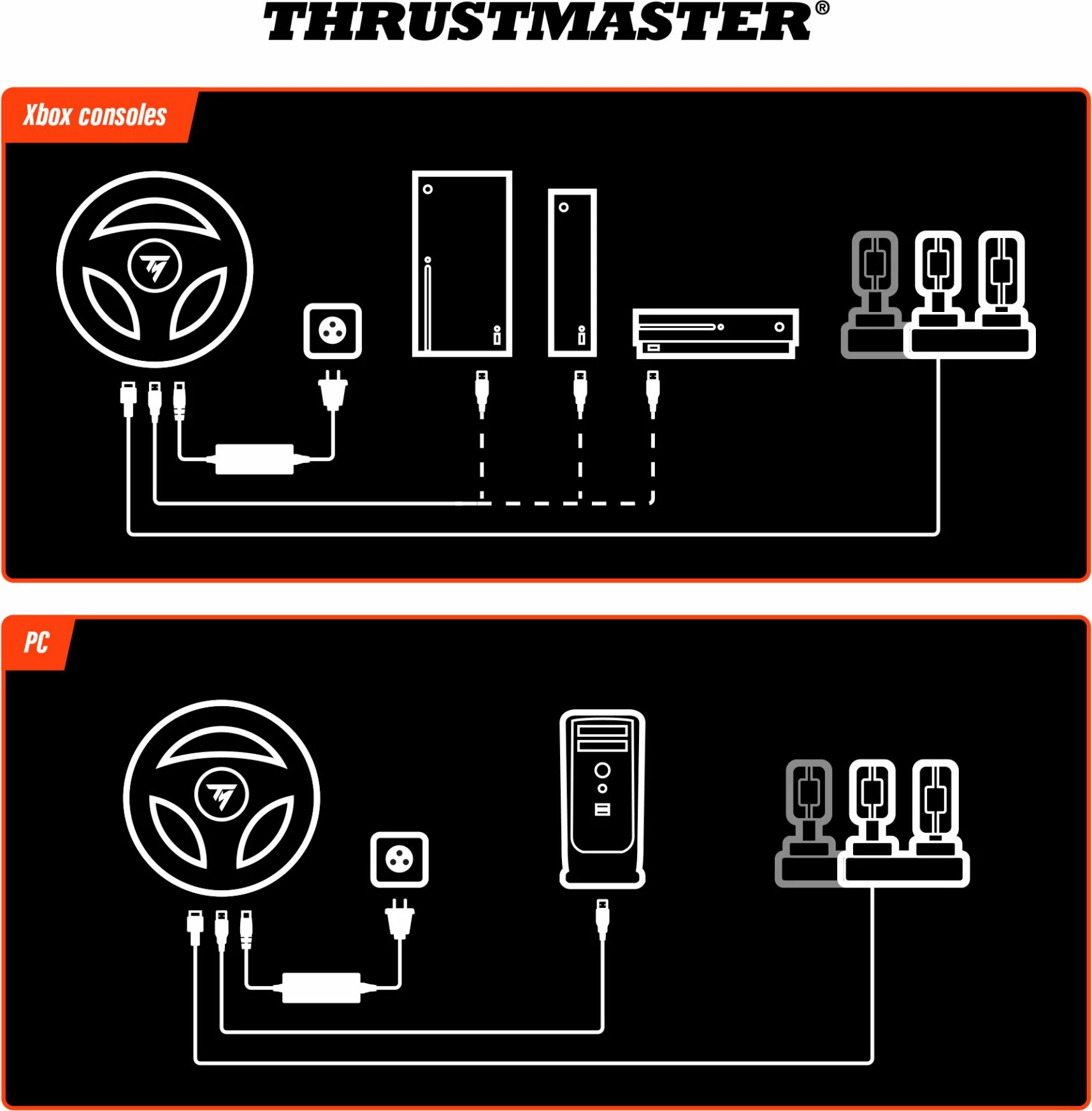 Timon sim racing Thrustmaster T598-X Direct Drive 5 Nm 30 cm për Xbox & PC, i zi/kuq, set me pedale