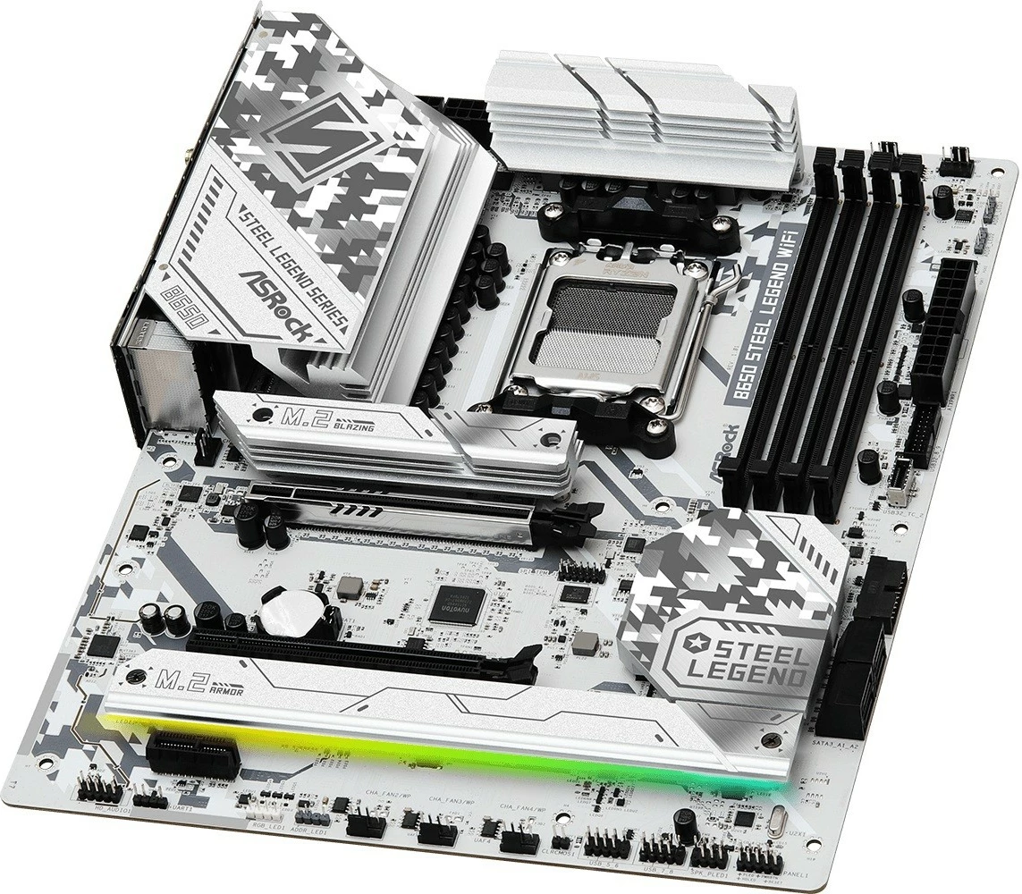 Pllakë amë ASRock B650 Steel Legend WiFi, Socket AM5, DDR5, ATX, Bardhë