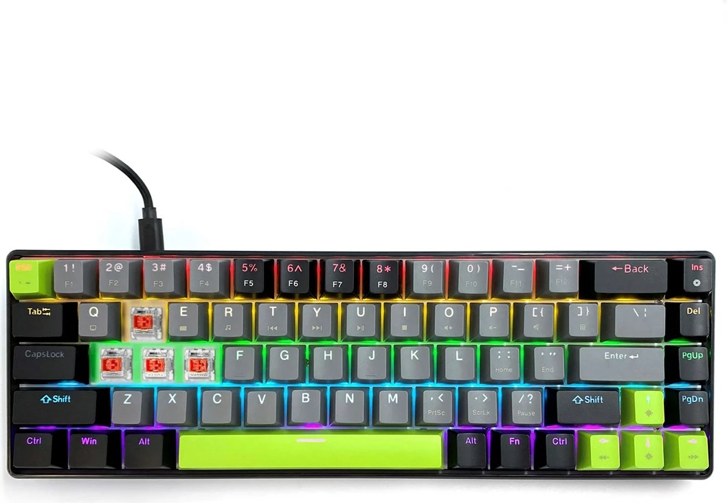 Tastierë mekanike Media tech RED CORE MX60 MT1260, 60%, me ndriçim shumëngjyrësh, e gjelbër