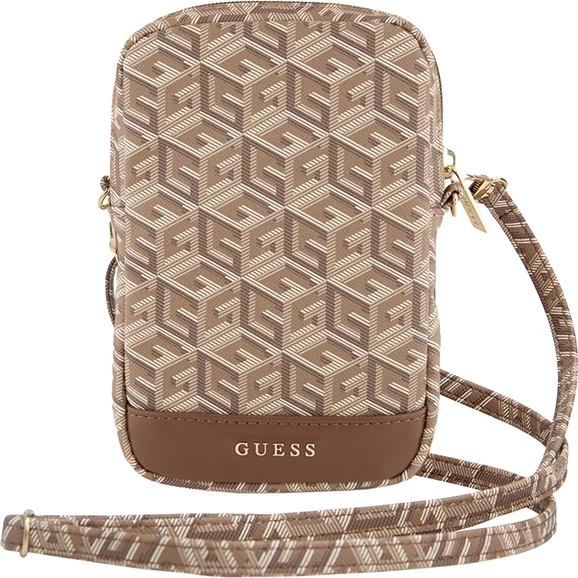 Mbështjellës për celular Guess Zip GCube Bottom Stripe, kafe