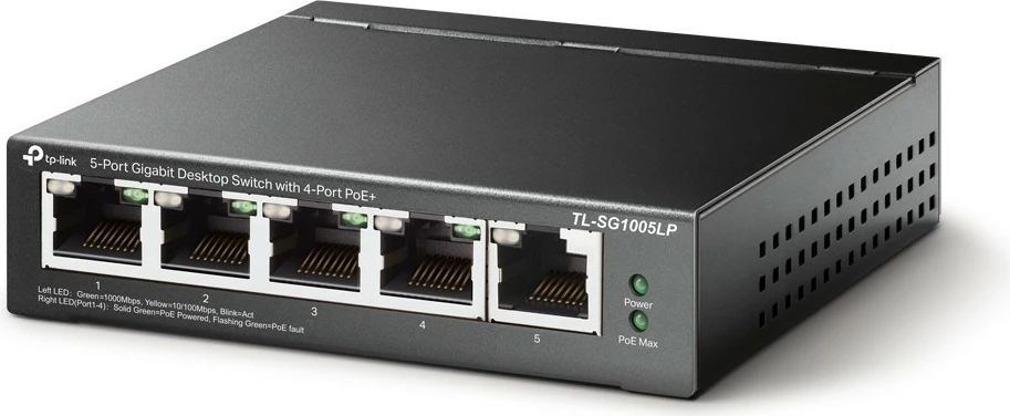 Switch TP-Link TL-SG1005LP, Gigabit Ethernet, PoE, i montueshëm në mur