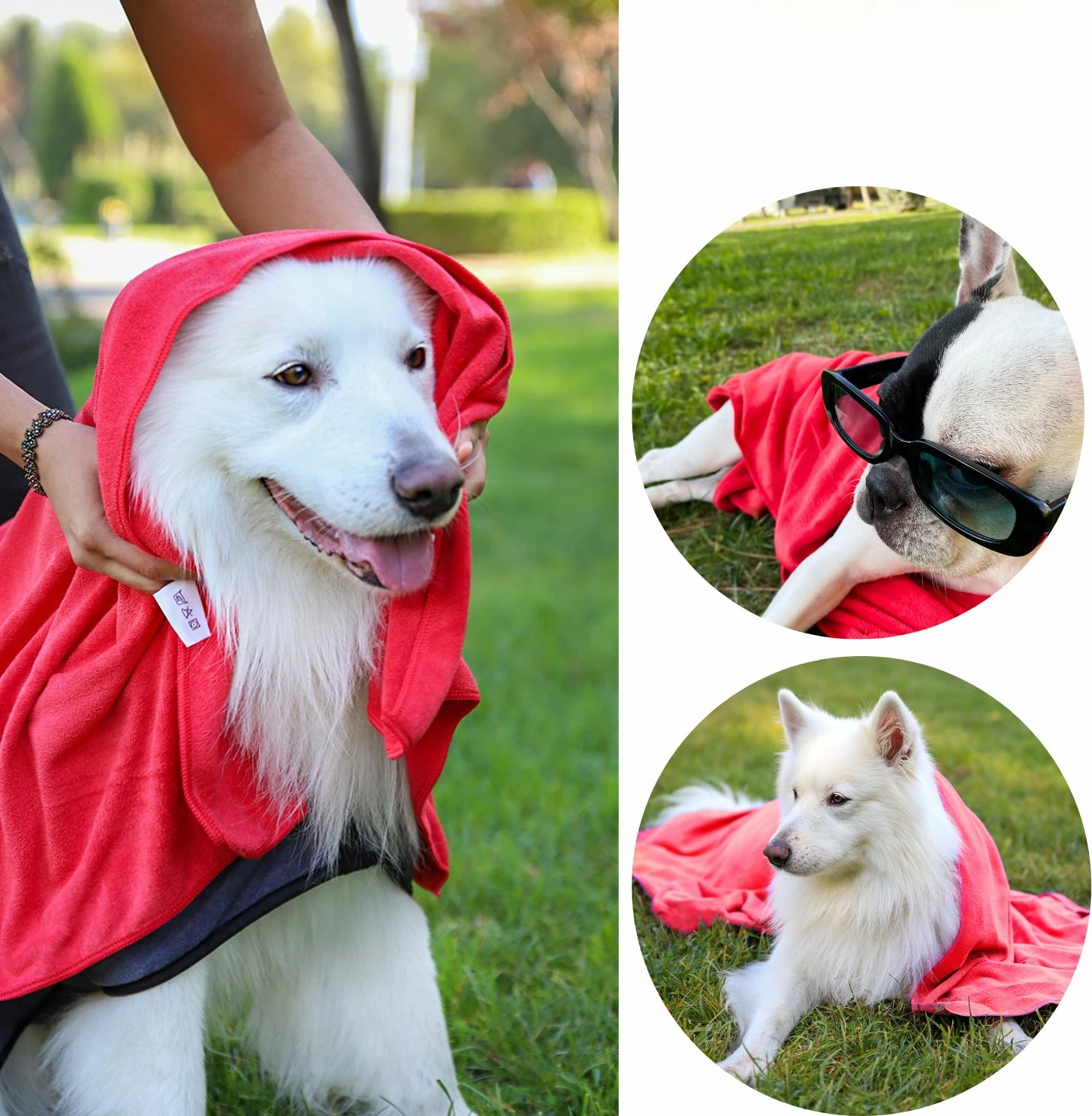 Peshqir për qen, i kuq, Paws & Whiskers, Mictow 80, 80x120cm