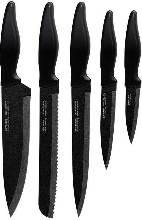 Set thikash MPM SNS-3 me bllok, çelik inox, e zezë, 5 copë