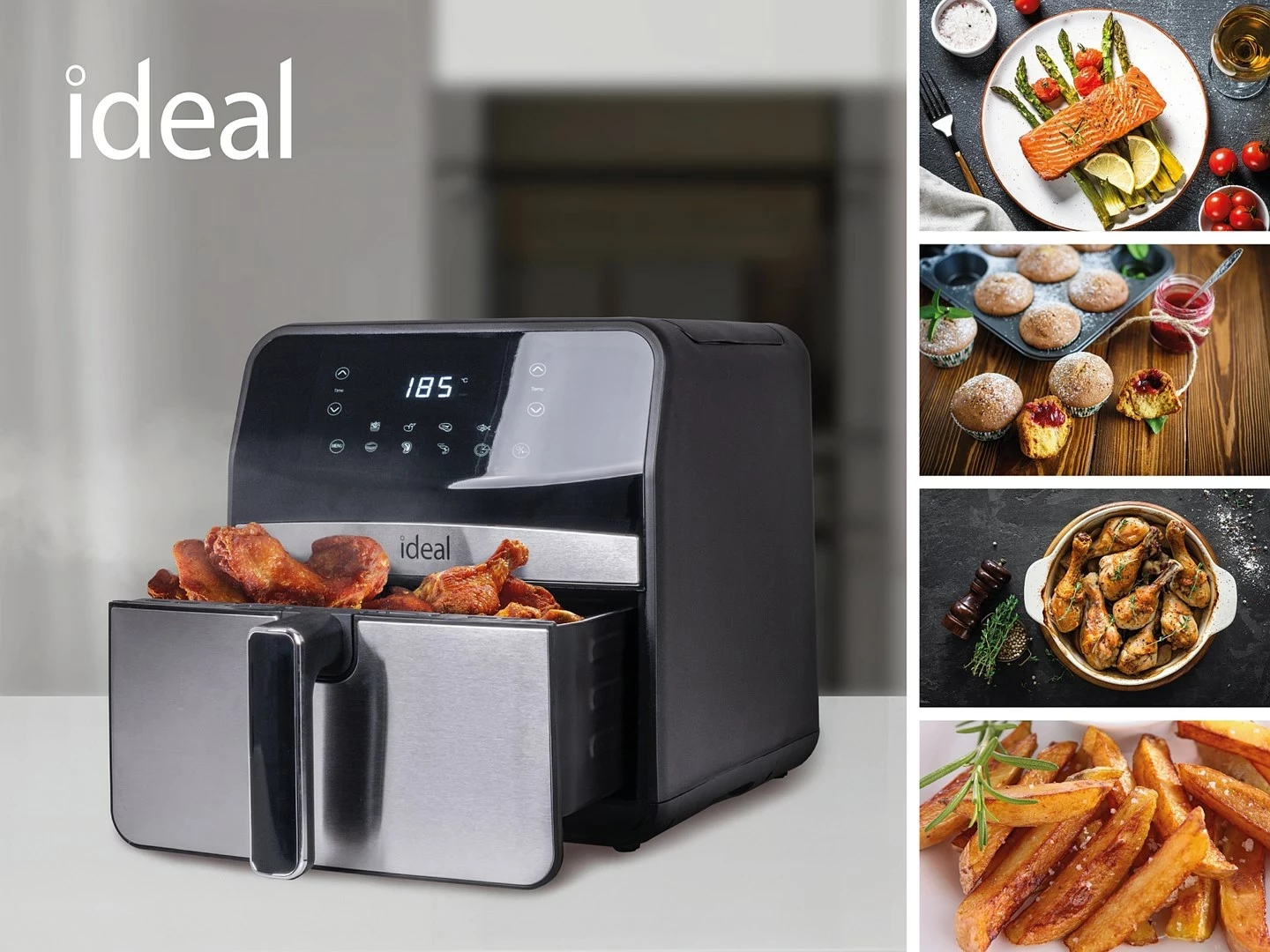 Fritezë me ajër ELDOM IK1501, 6.5 L, 1800 W, e zezë/inox