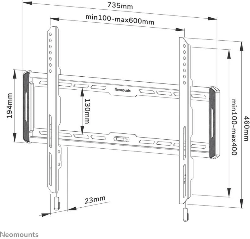 Mbajtëse muri Neomounts WL30-550BL16 për TV/monitor 40-75", Metal, E zezë