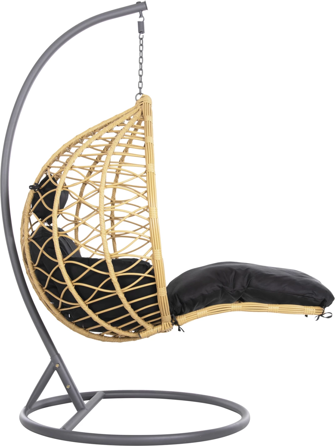 Fole varëse njësh me mbështetëse këmbësh, GRACIE FH5755.02, ratan sintetik, ngjyrë bezhë, kornizë çeliku gri, Φ104x200H cm