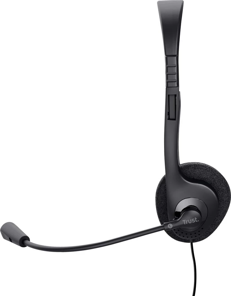 Kufje Trust 21665, me kabllo, për thirrje/muzikë, të zeza