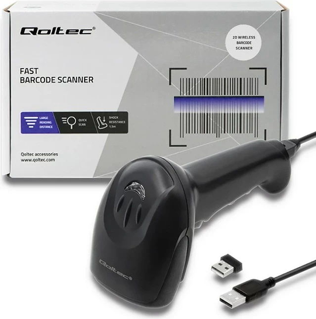 Qoltec 50868 Skaner lazer pa tela 1D | 2D | E zezë