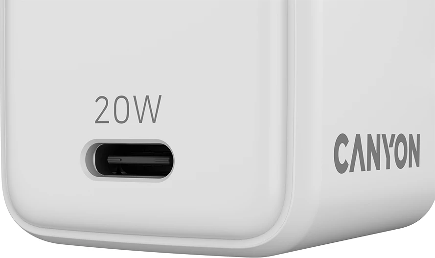 Karikues CANYON CU20AC GaN 20W, 1x USB-C PD, prizë EU, i bardhë
