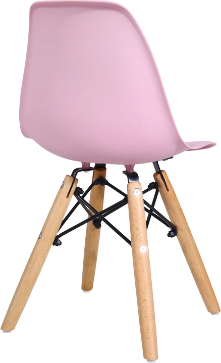 Karrige Julita për fëmijë, PP rozë, dru ahu natyral, 35x31x57.5cm, set prej 4 copësh