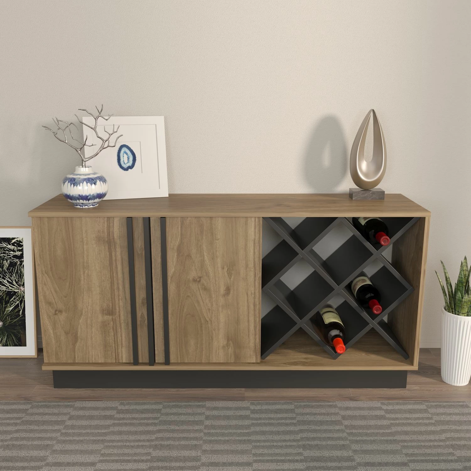 Bufe Skye Decor, ngjyrë arr dhe e zezë, Luna