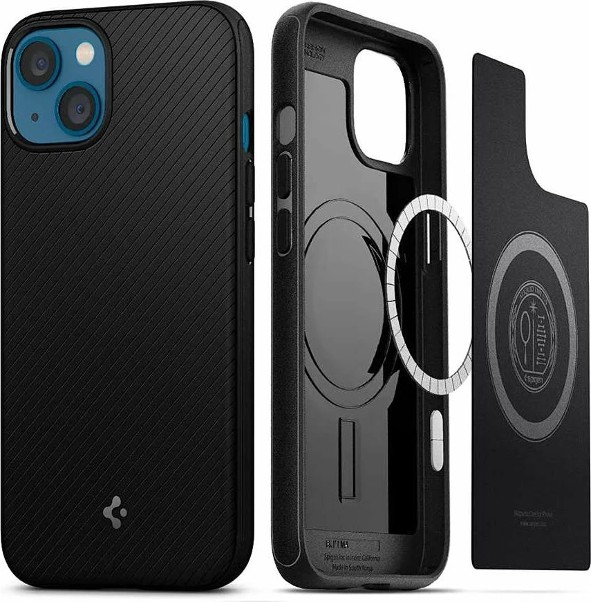 Mbështjellës Spigen Mag Armor për Apple iPhone 13 mini, MagSafe, fibër aramidi (Kevlar), 1 copë, e zezë mat