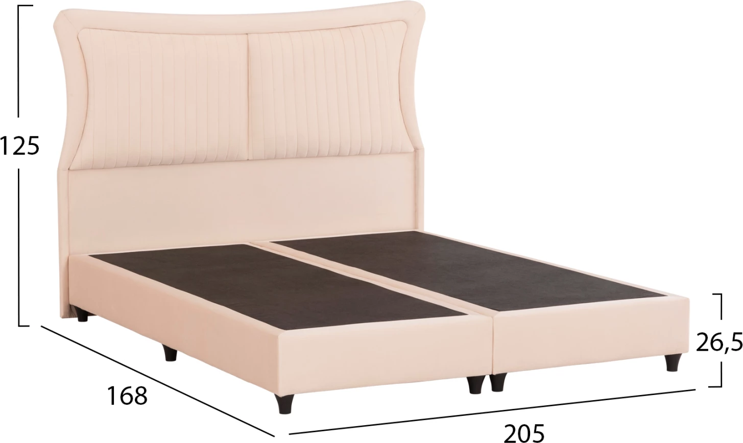 Krevat dopio NESTOR, kadife bezhë, për dyshek 160x200cm