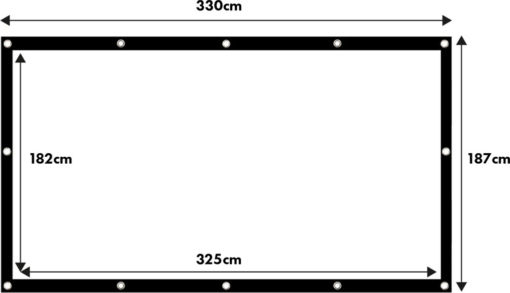 Ekran projektori Maclean MC-167, 150", 330x187cm, 16:9, poliester, me grepa tensionues