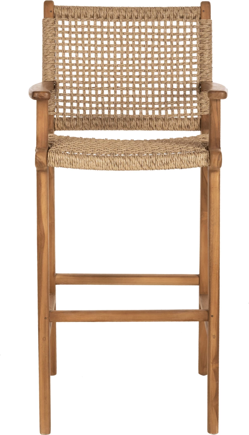 Karrige për bar me krahë TEO FH9807 dru tik dhe litar ngjyrë natyrale 52x57x110Hcm