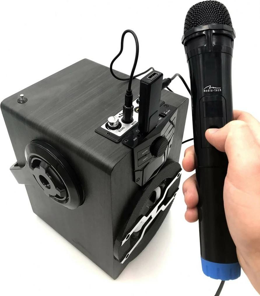 Set mikrofonash wireless Media-Tech Accent Pro MT395 për karaoke, 2 copë, zi