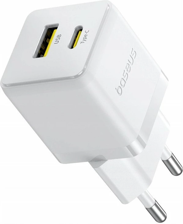 Karikues rrjeti Baseus Palm BSU9054 20W PD3.0/QC3.0 1x USB-A 1x USB-C 3A, i bardhë