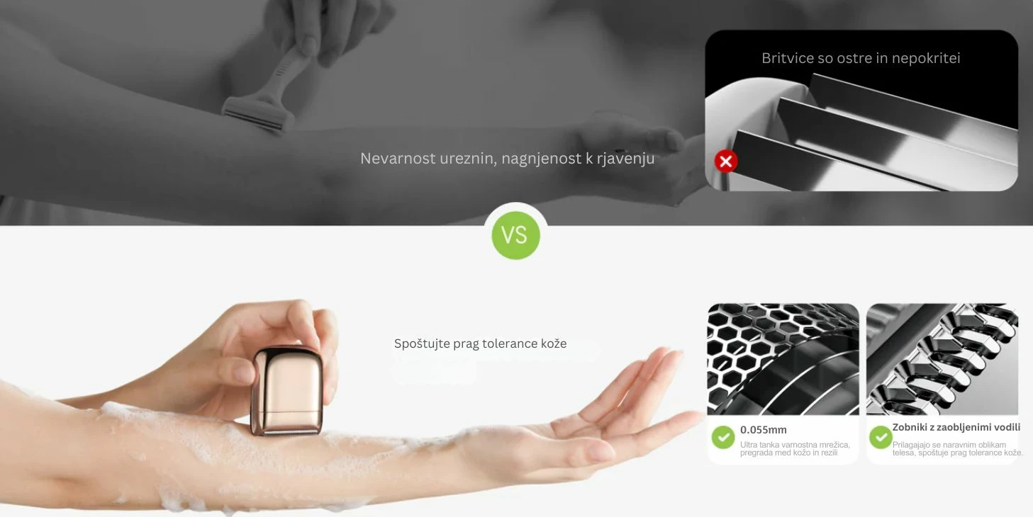 Makinë rroje elektrike për femra Yoose NANO, IPX7, USB-C, gjelbër, set 5 copë