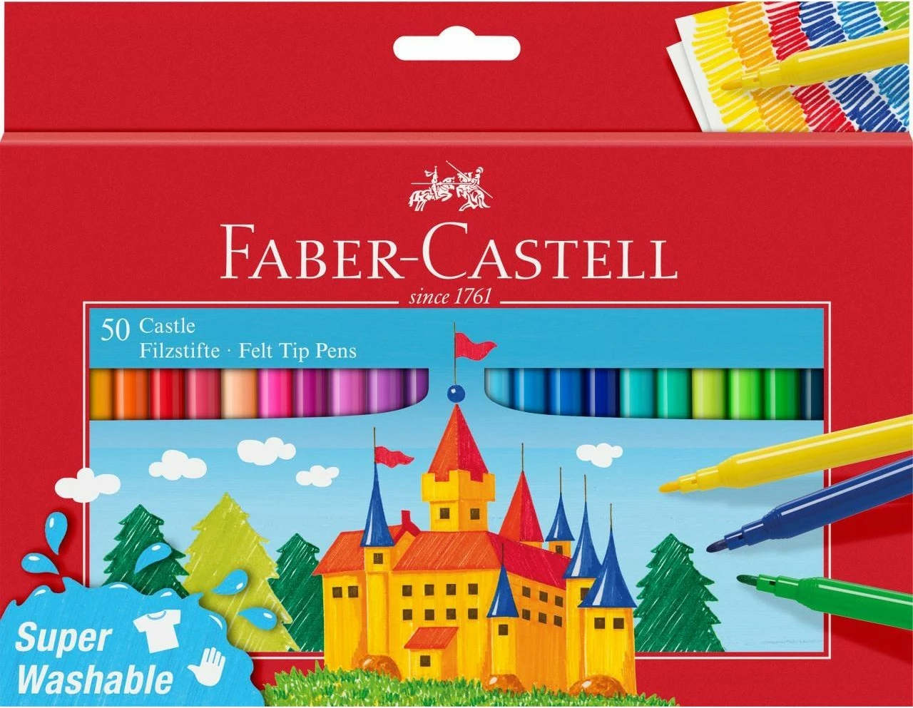 Set stilolapsa Faber-Castell 50 ngjyra, kuti kartoni, super të laçëm