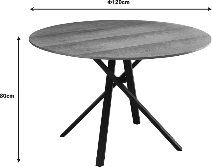 Tavolinë Cerco sonoma mdf dhe këmbë metali të zezë Φ120x75cm