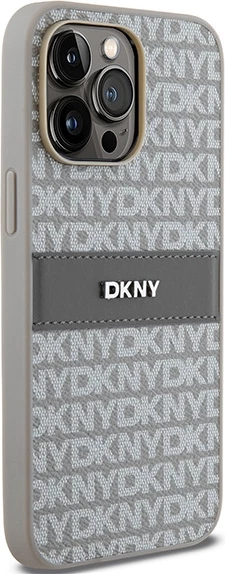 Mbështjellës DKNY Mono Stripe & Metal Logo për iPhone 14 Pro, bezhë