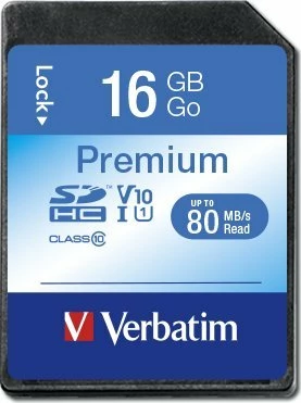 Kartelë memorie SDHC Verbatim Premium 16 GB Class 10 UHS-I/U1 V10 (43962)