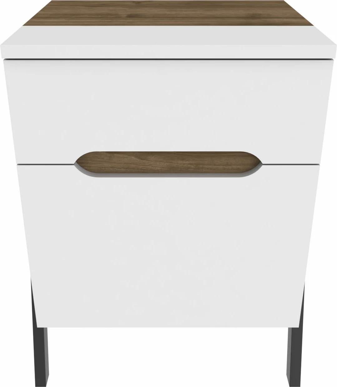 Komodinë Skye Decor, Neva, ngjyrë arrë dhe e bardhë