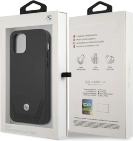 Mbështjellës BMW BMHCP12LRSWPK për iPhone 12 Pro Max, Hardcase, Lëkurë, E zezë