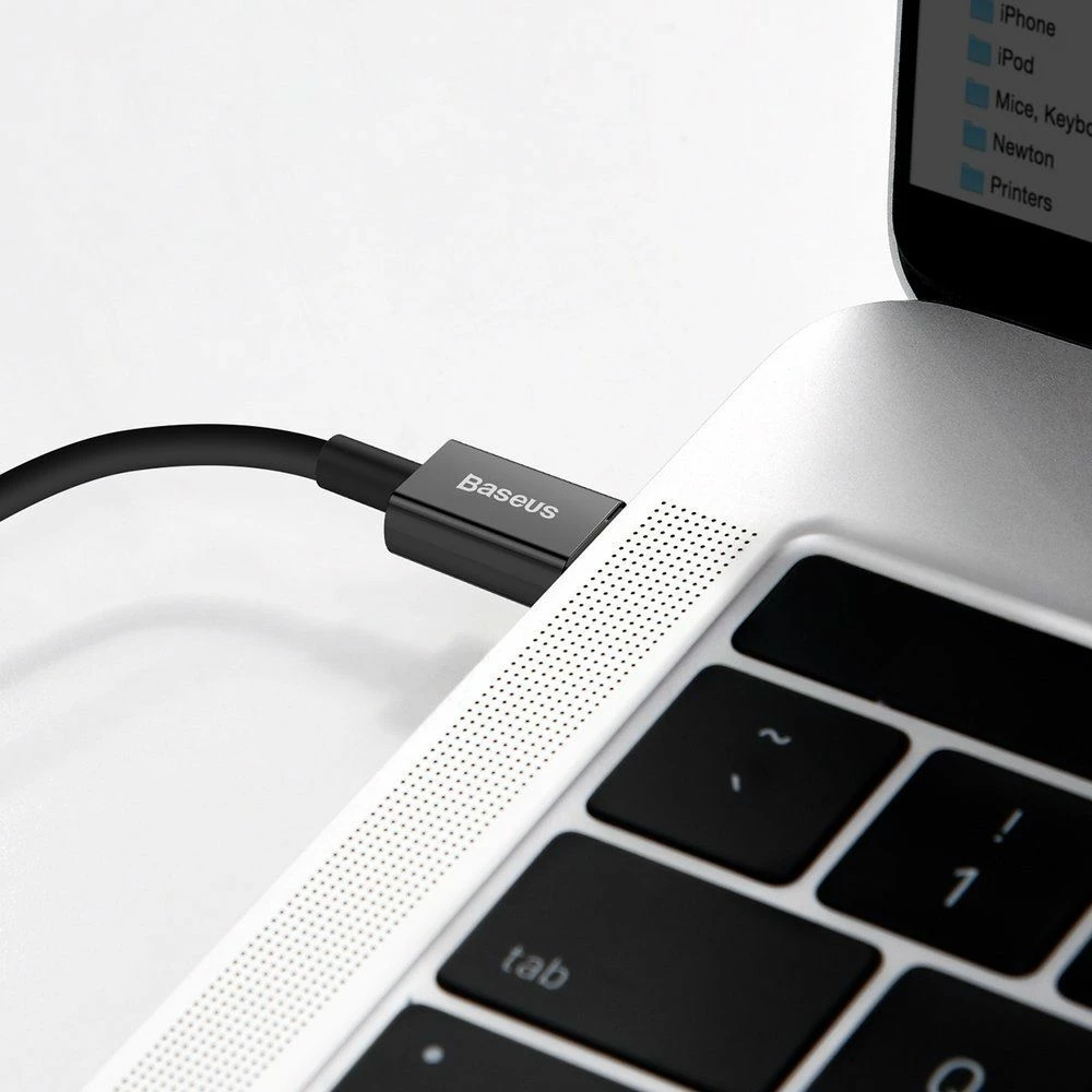Kabllo USB-C - Lightning Baseus Superior BSU2666BLK, 1 m, PD 20 W, 480 Mbps, e zezë, 1 copë