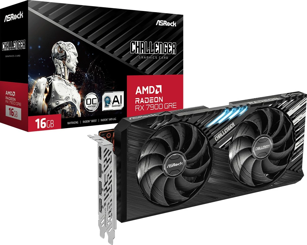Kartelë grafike ASRock Challenger RX7900GRE CL 16GO, Radeon RX 7900 GRE, 16 GB, GDDR6, 256 bit, e zezë