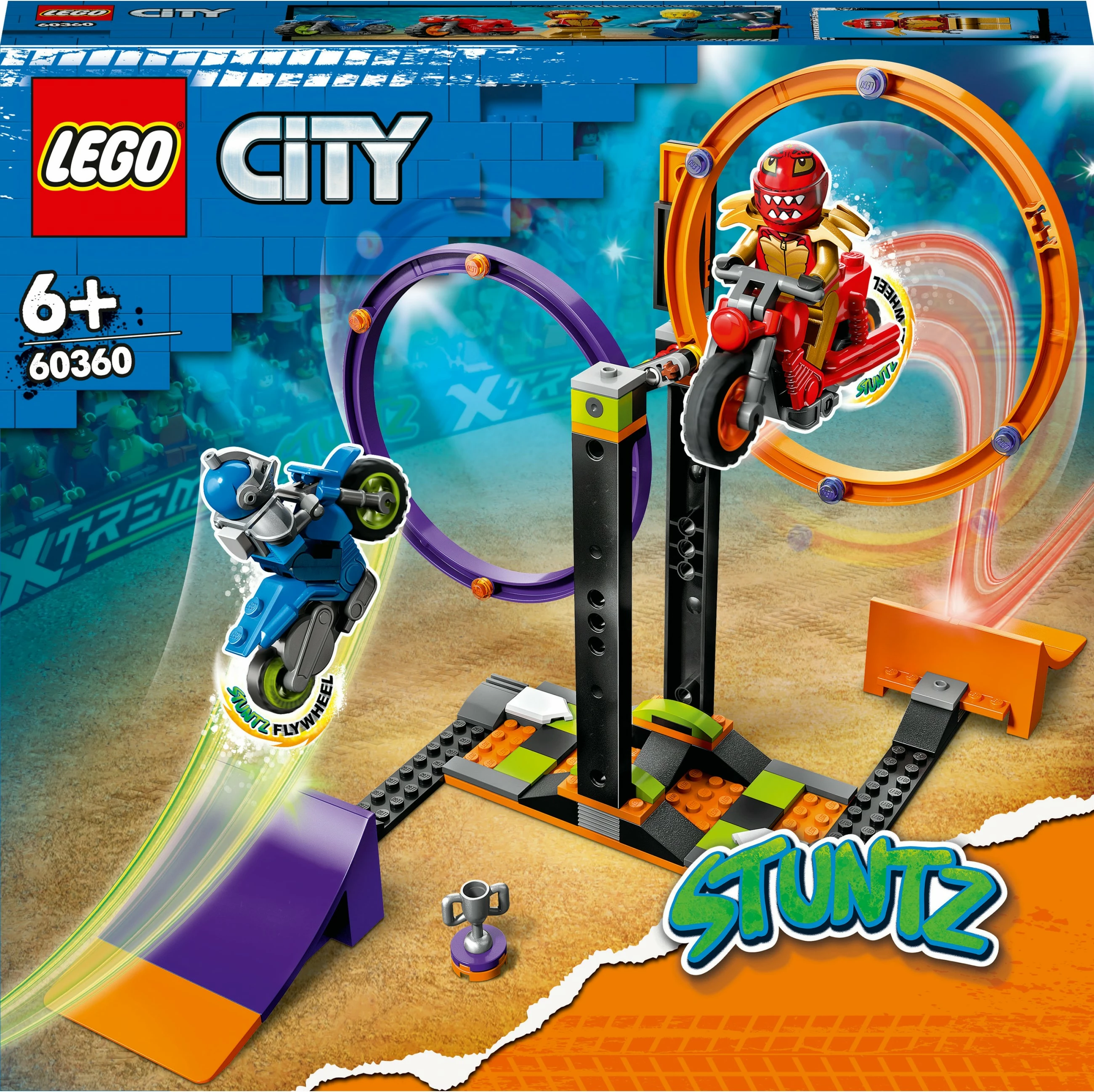 Set ndërtimi LEGO City Spinning Stunt Challenge 60360, 117 pjesë, shumëngjyrëshe