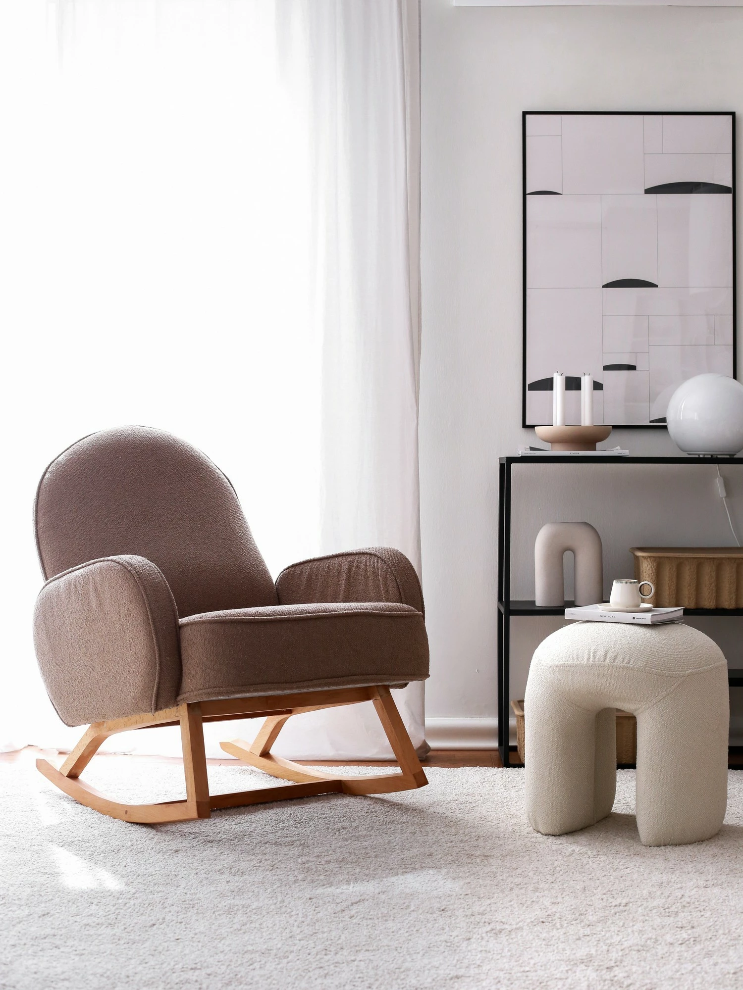 Karrige krahu Yoko, kadife korduroj, kafe