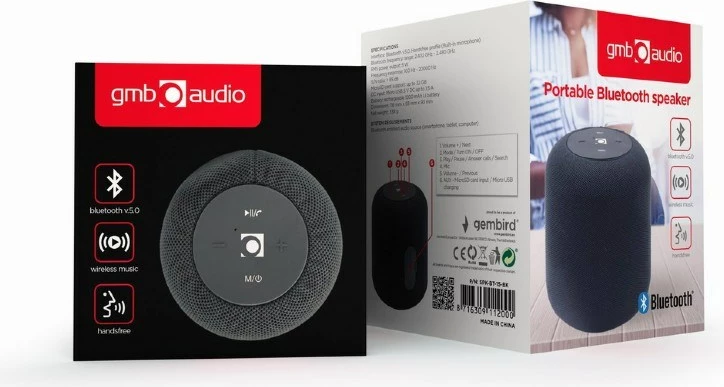 Altoparlant portativ Gembird SPK-BT-15-BK, 5W, i zi