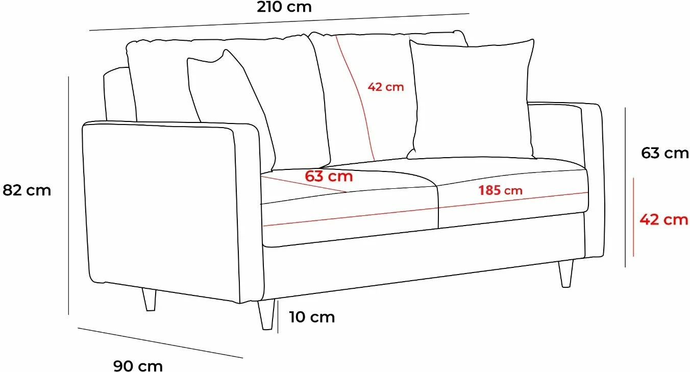 Divan-krevat treshe, ngjyrë antracit, Atelier del Sofa, Eva