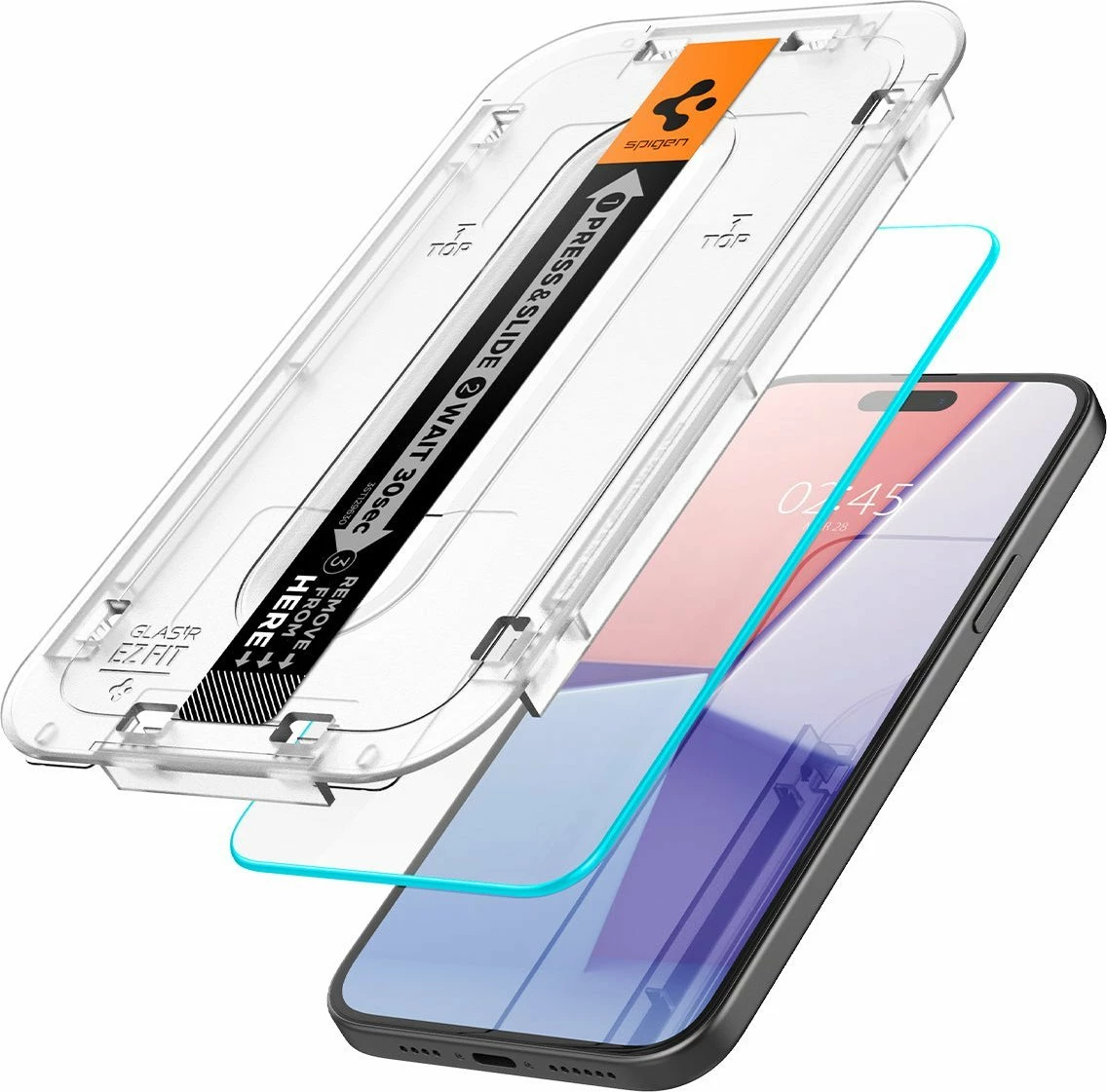 Xham i kalitur mbrojtës ekrani, Spigen Glass tR EZ Fit AGL06883, për iPhone 15 Plus, 2 copë, transparent
