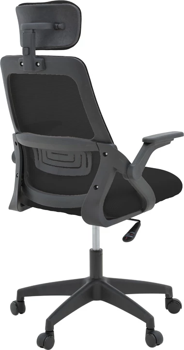 Karrige zyre Peja, material rrjete, ngjyrë e zezë, 58x60x107-117cm