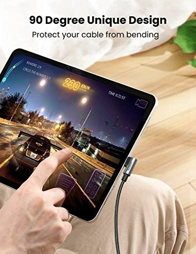 Kabllo USB-C në USB-C Ugreen 70643, 1m, 100W PD, USB 2.0, konektor 90°, e zezë
