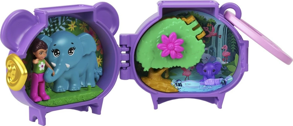 Set figurina Polly Pocket Mattel HMX20/JCB19, elefant, vjollcë