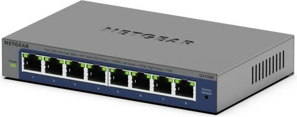 Switch NETGEAR GS108Ev4, Gigabit Ethernet, 8 porte, Gri