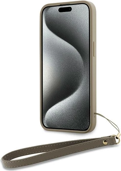 Mbështjellës DKNY Wrist Strap Stock Logo për iPhone 15/14/13, bezhë