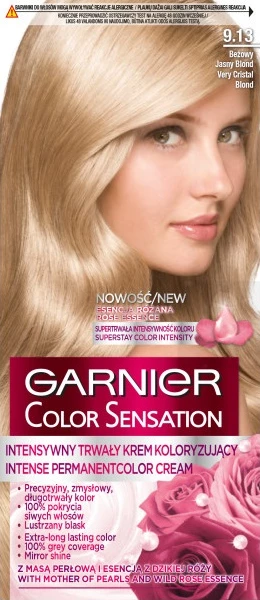Krem ngjyrues për flokë për femra Garnier Color Sensation 9.13 Bezhë e hapur blond