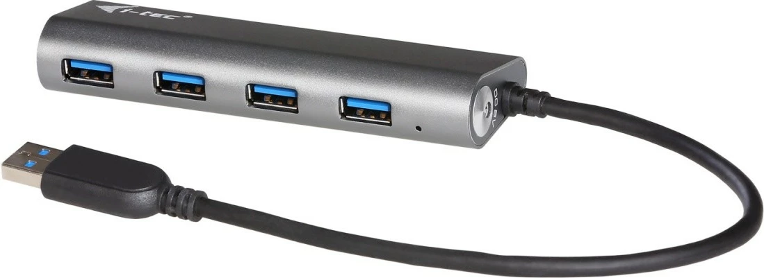 Kasë USB HUB i-tec U3HUB448, 4 porta USB 3.0, Metal, me karikim, Zezë/Gri