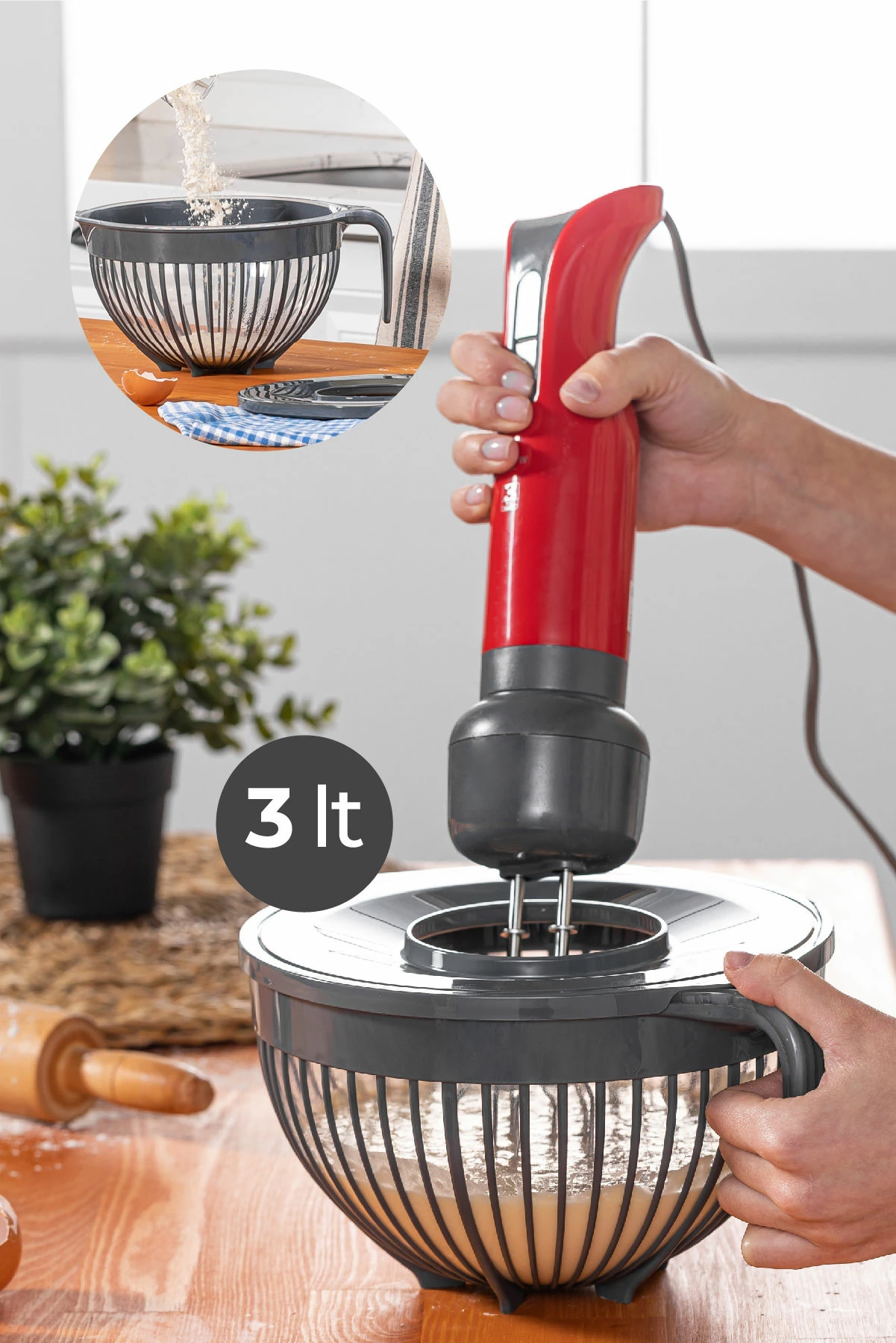 Kapak blenderi Hermia, BNM-0971, ngjyrë gri