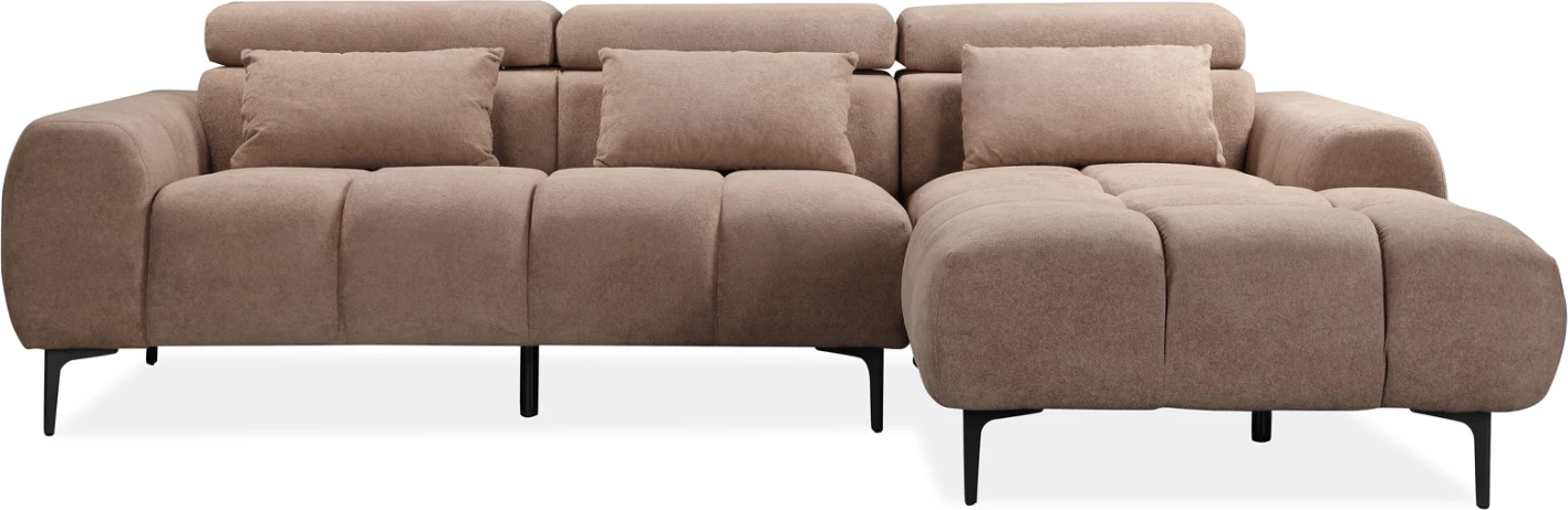 Divan qoshe i djathtë, DIVYA, lëkurë sintetike, ngjyrë kafe e çelët, FH3267.01R, 266x104x97H cm