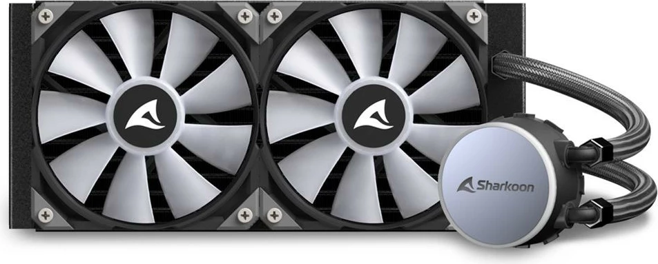 Ftohës uji all-in-one Sharkoon S70 RGB, 2x12cm, për procesor, i zi